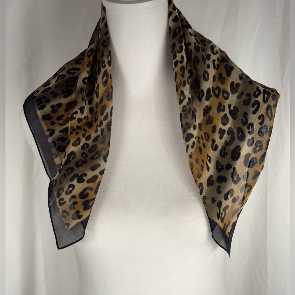 Leopard Print Scarf, 21” x 21”